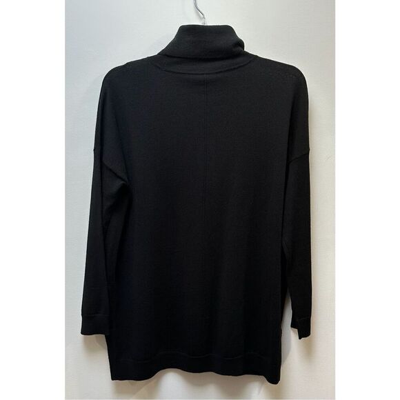 Eileen Fisher Italian Yarn NWT women’s black turtleneck box top size XXS #44-172 - Picture 2 of 6